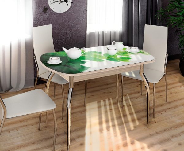 An unusual table-folding table with a full guarantee of stability can be hidden under the tablecloth.